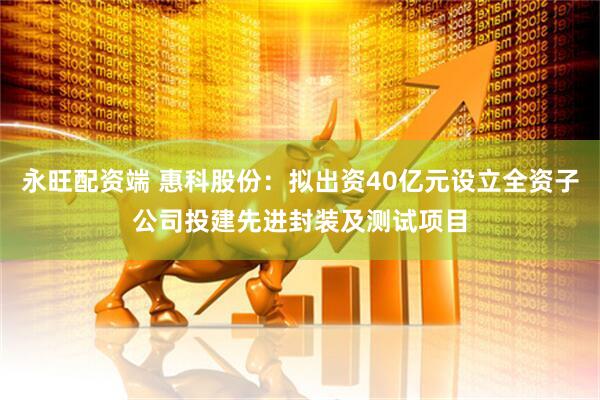 永旺配资端 惠科股份：拟出资40亿元设立全资子公司投建先进封装及测试项目